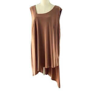3/$15 Anthony Originals Lagenlook Brown Asymmetrical Blouse 1X